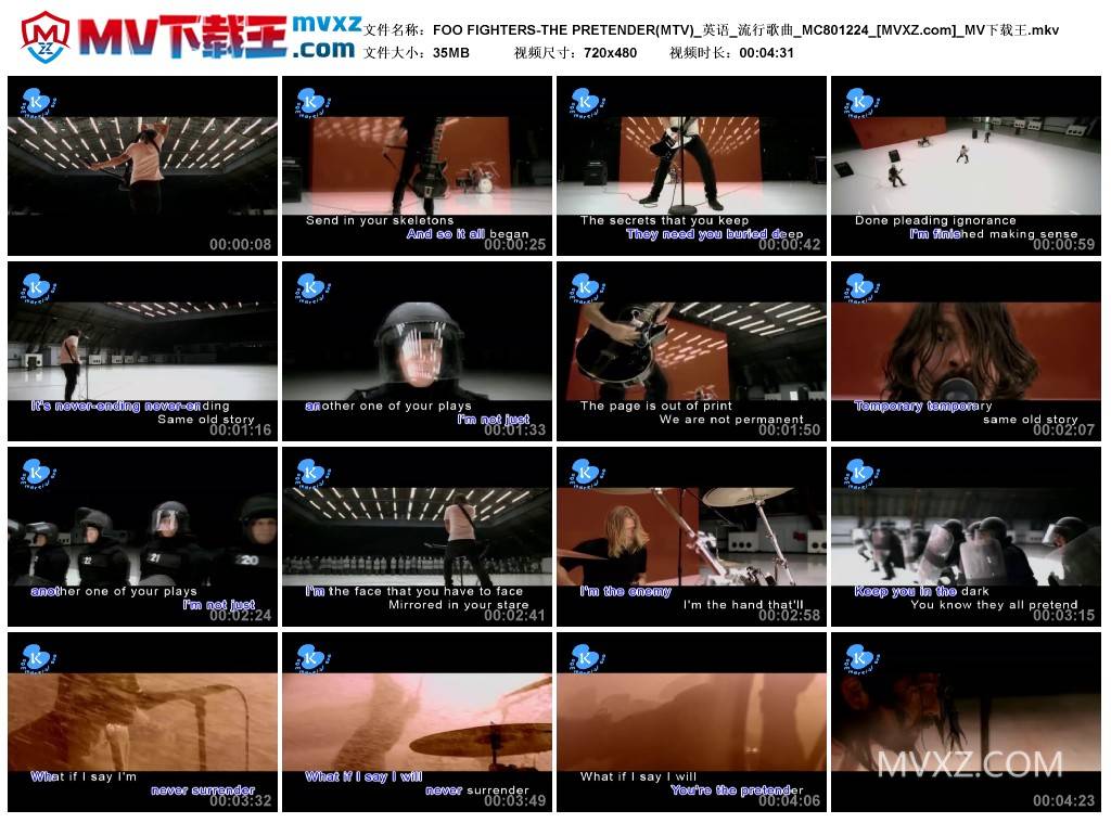 FOO FIGHTERS-THE PRETENDER(MTV)_英语_流行歌曲_MC801224